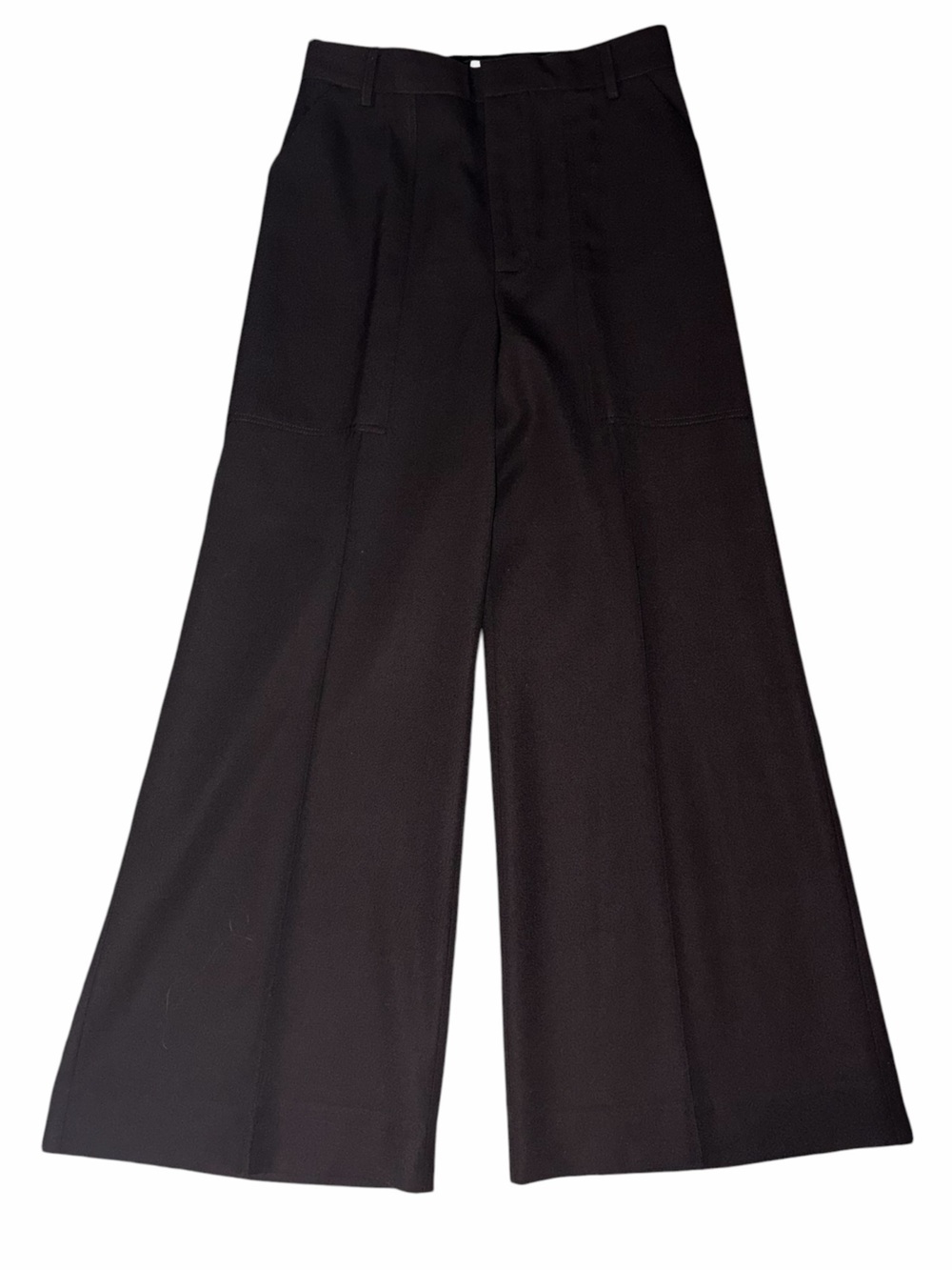 EUC Co Wide Leg Trouser Pant Chocolate Brown 6 High Rise Luxury Designer Wool